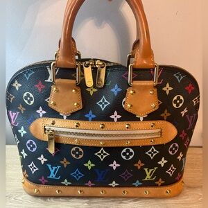 Takashi Murakami X Louis Vuitton Black Monogram Multicolor Alma PM
